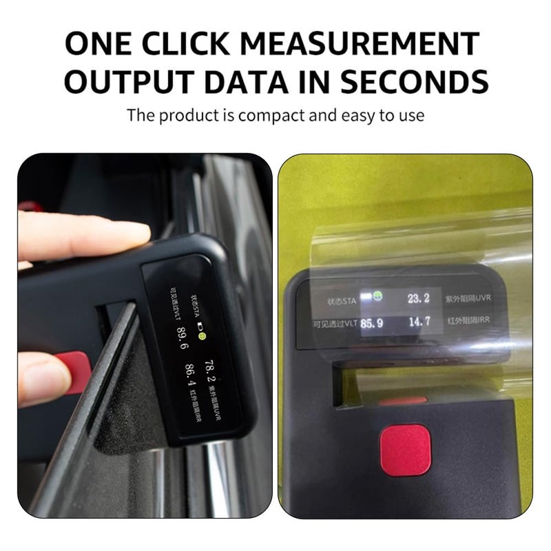 EberSpec Tint Meter,Digital Window Tint Meter,3-in-1 Solar Film Meter CT-26, IRR/UVR Barrier Rate Detection, VLT Transmittance Measurement Solar Film Window Glass Insulation Film Detection, Type-C Charging - Image 5